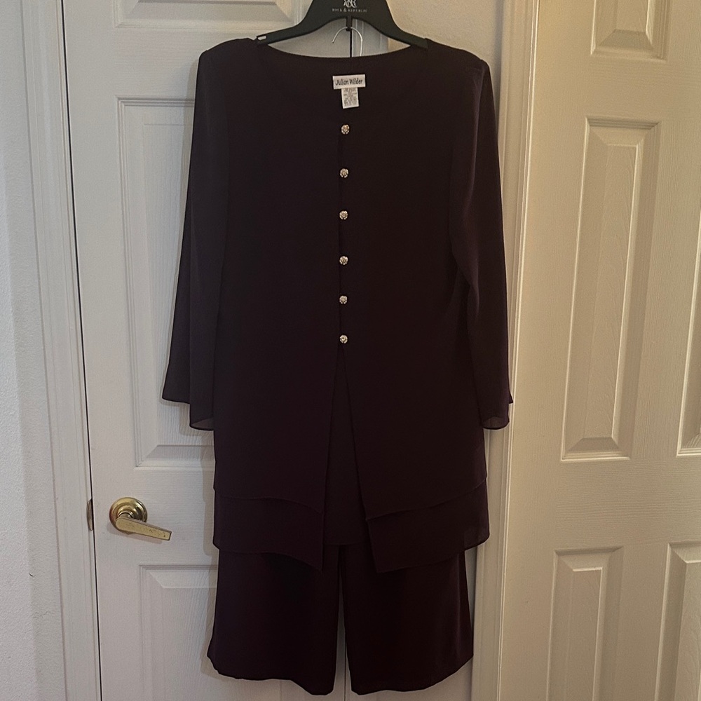 Vintage Julian Wilder Deep Purple Blouse and Pants Set Size 10